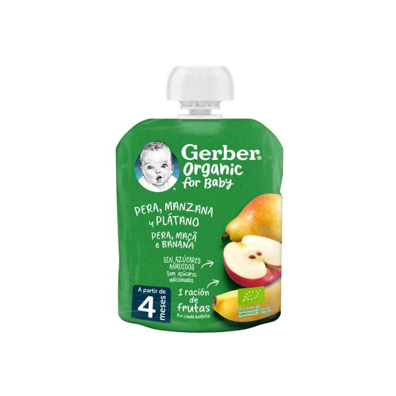 Gerber Organic Pêra Maçã Banana 90gr +4M