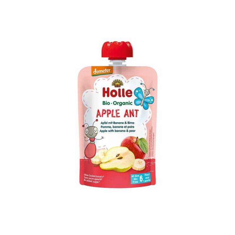 Holle Bio Pure Saquetas Apple Ant Maça+Ban+Pera 6M 100G
