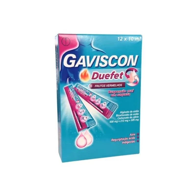 Gaviscon Duefet Frutos Vermelhos 500 mg + 213 mg + 325 mg Susp Or em Saq Saq - 12 - 10 ml