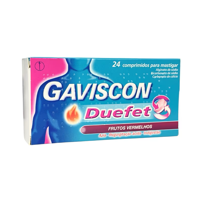 Gaviscon Duefet Frutos Vermelhos 250 mg + 106.5 mg + 187.5 mg Comp Mast 24