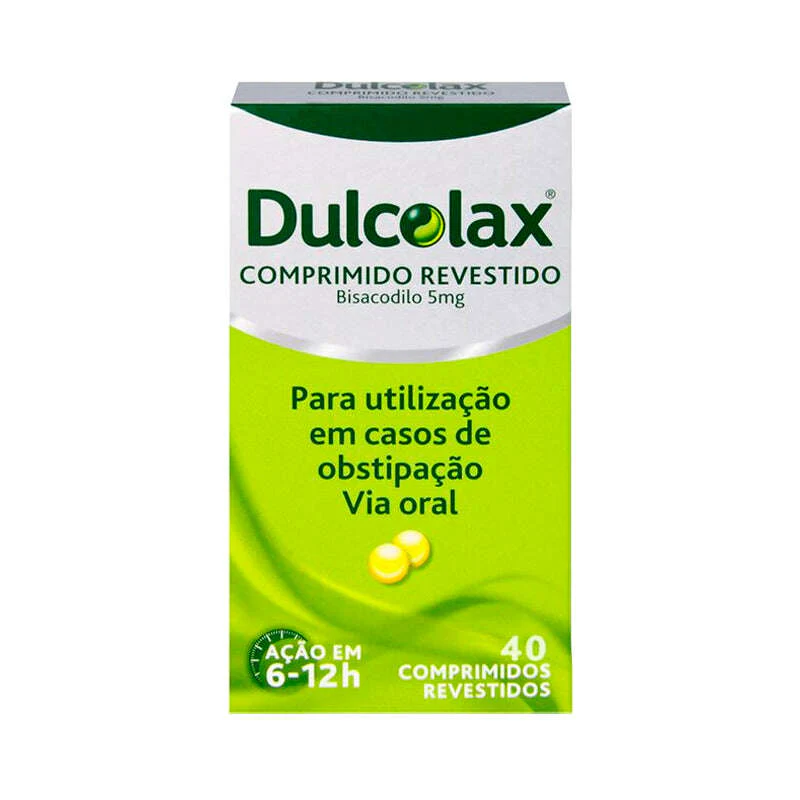 Embalagem de Dulcolax 5 mg, laxante eficaz para obstipação e preparação de exames médicos