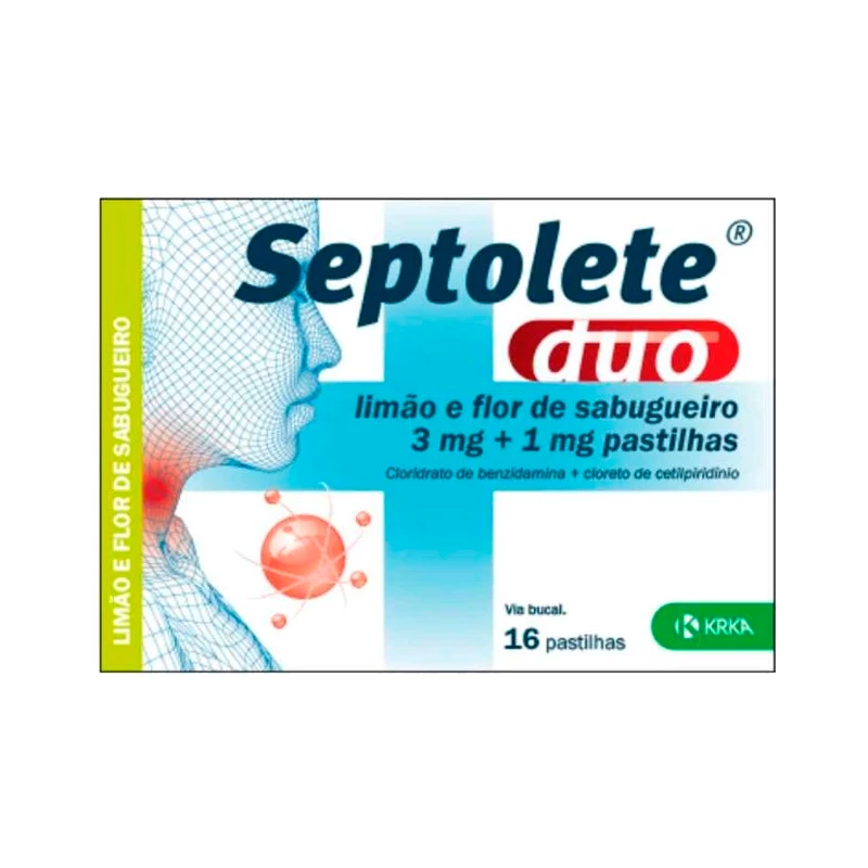 Septolete Duo Limão e Flor de Sabugueiro 3 mg + 1 mg Pastilha 16