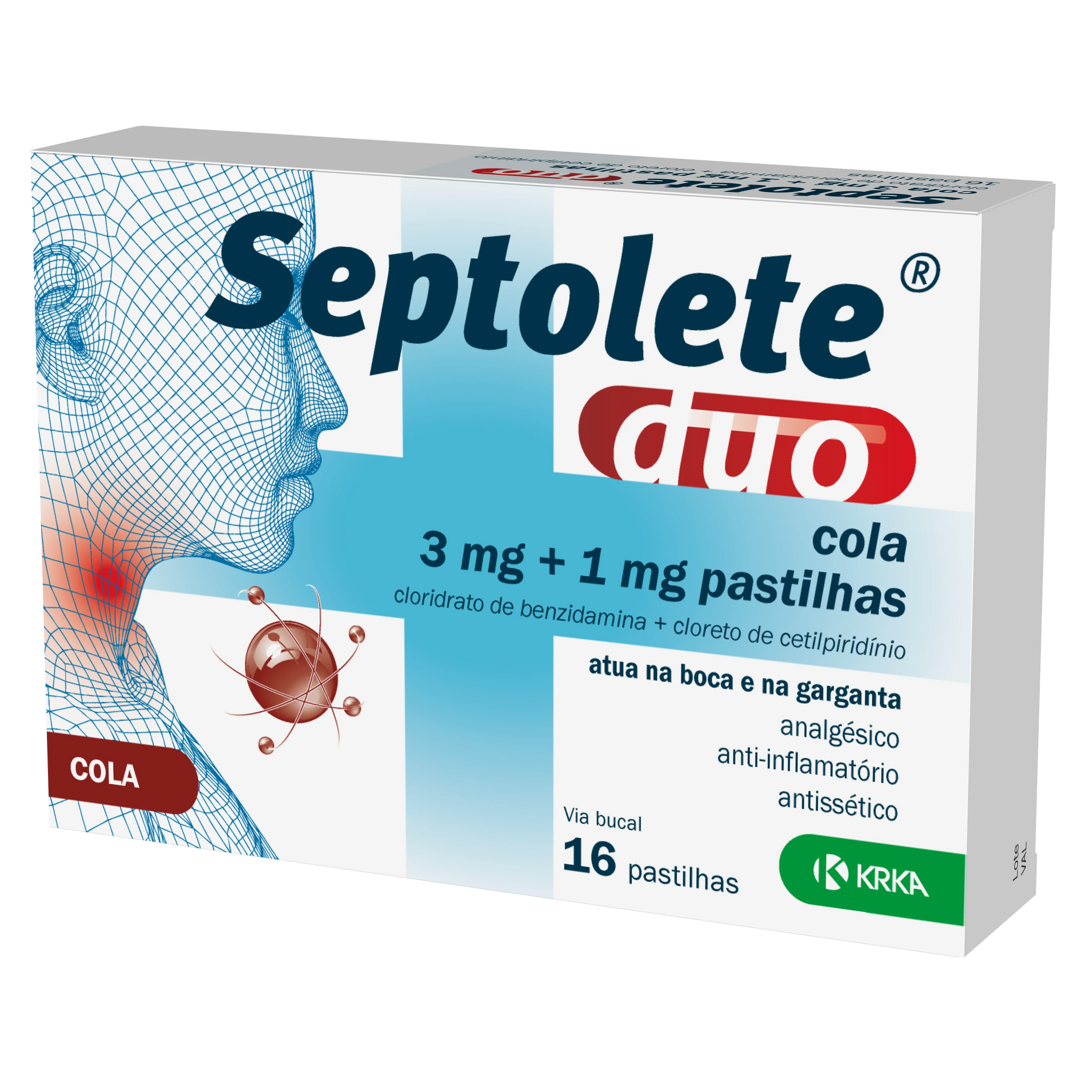 Septolete Duo Cola 3 mg + 1 mg Pastilha 16