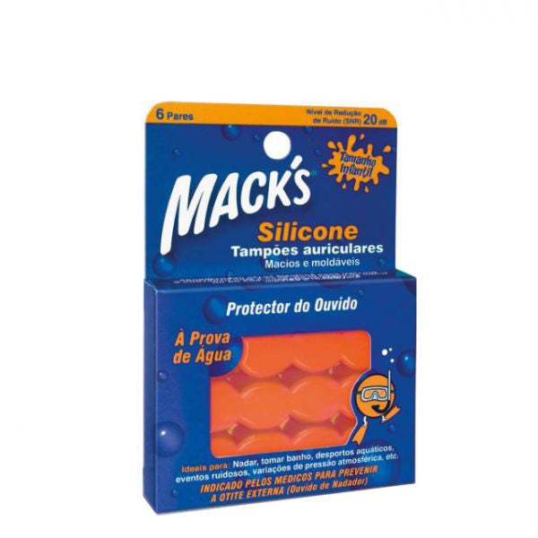 Mack's Tampão Infantil de Silicone Laranja 6 Pares