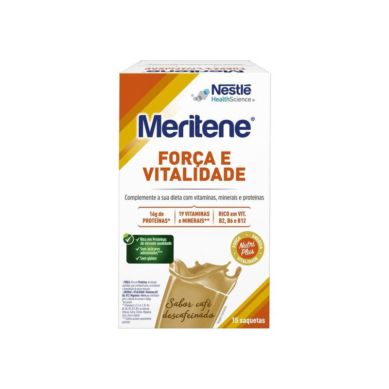 Meritene Força e Vitalidade Café Descafeinado Saquetas Pó x15