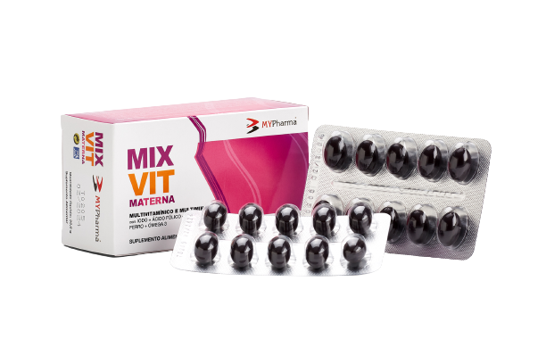 Mixvit Materna – Suplemento para grávidas e lactantes com DHA, vitaminas e minerais essenciais.
