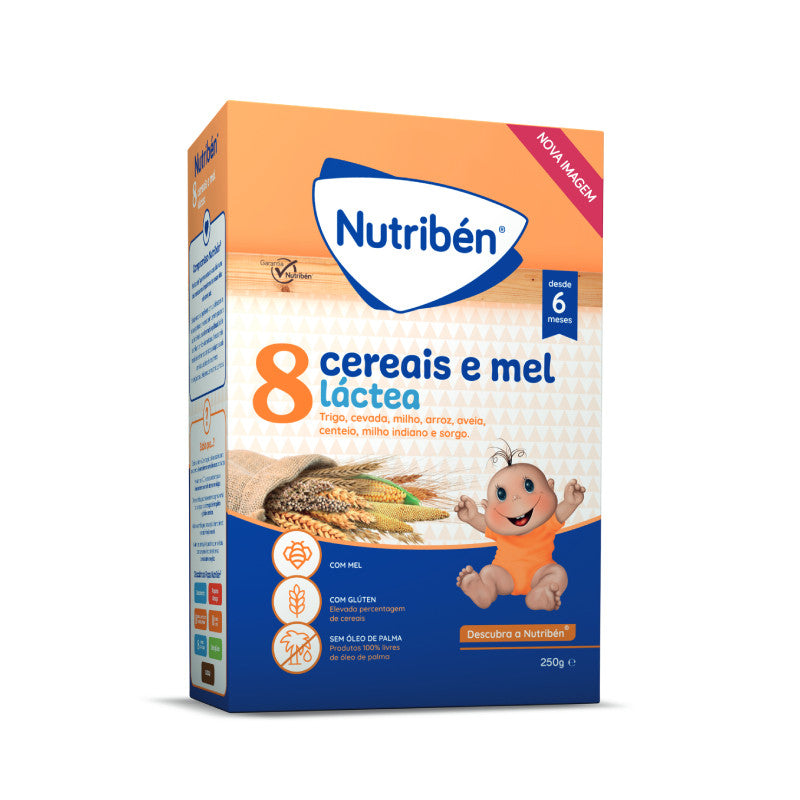 Nutribén Papa Láctea 8 Cereais e Mel 250g +6M