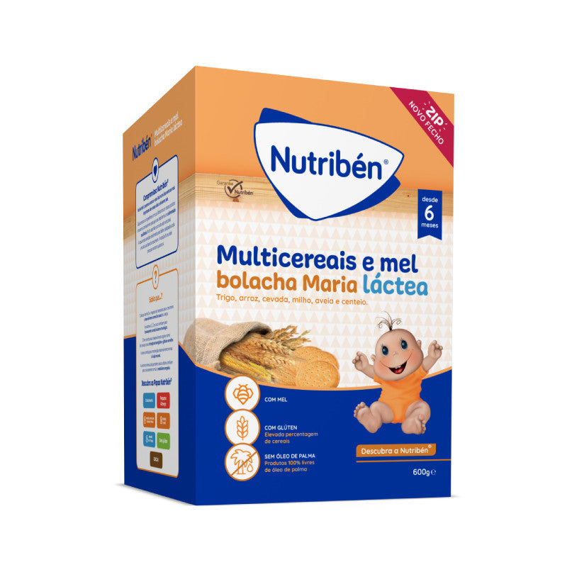 Nutribén Papa Láctea Multicereais e Mel Bolacha Maria +6M 600g