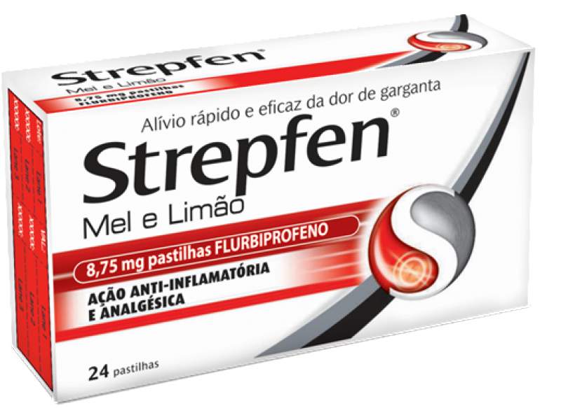 Strepfen Mel e Limão 8,75 mg – 24 pastilhas para dor de garganta com flurbiprofeno