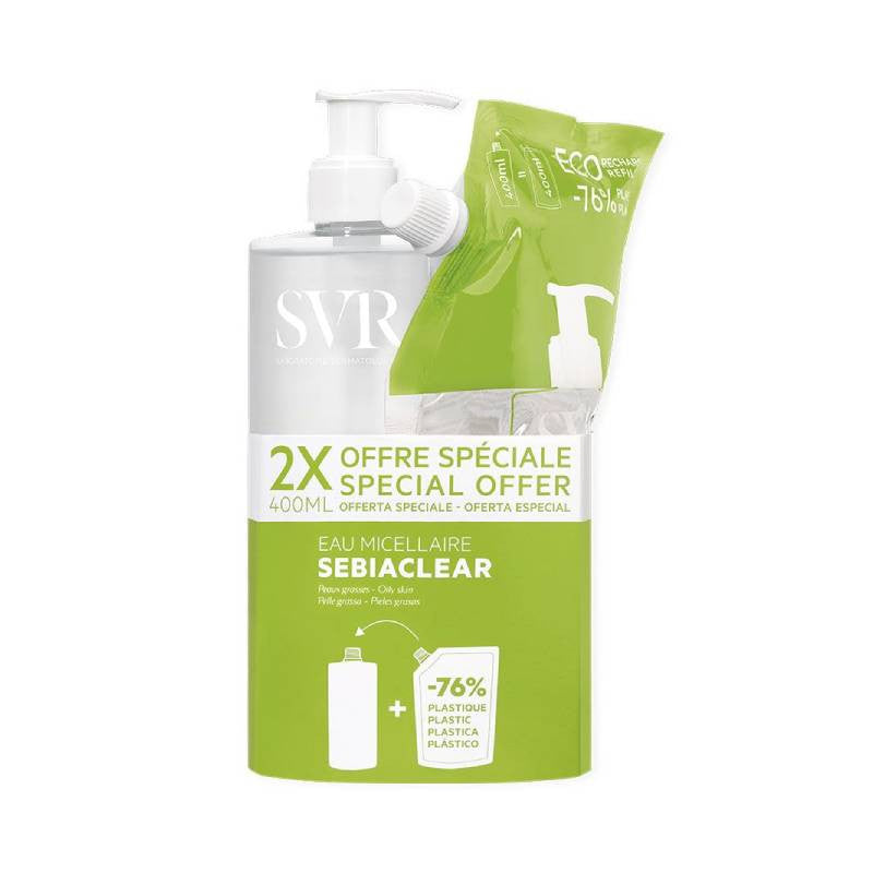 SVR Sebiaclear Água Micelar 400ml + Água Micelar Recarga