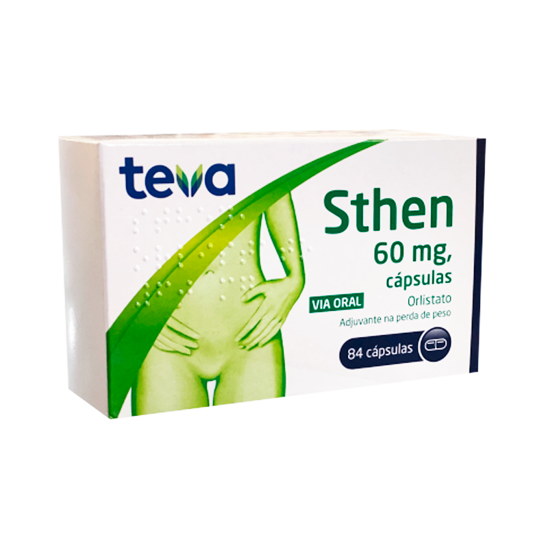 Sthen Orlistato 60 mg – embalagem com 84 cápsulas para perda de peso