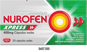 Caixa de Nurofen Xpress 400 mg – Alívio rápido da dor e febre com cápsulas de ibuprofeno