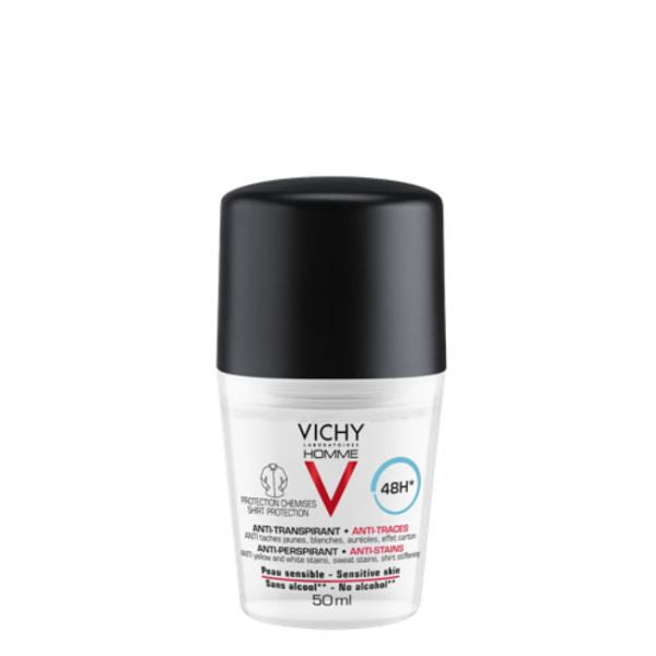 Vichy Homme Desodorizante Antitranspirante Anti-Manchas 48H 50mL