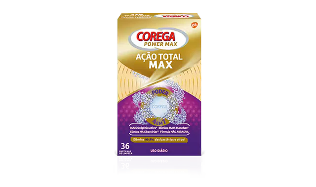 Pastillas limpiadoras efervescentes Corega Total Action Max x 36